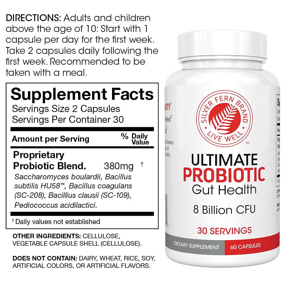 Etiqueta sin gluten en Silver Fern Probiotics.