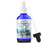 Botella de vidrio azul SILVER HOLISTICS 4oz para rociar una niebla fina.