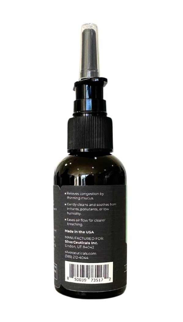 Aplicación nasal de plata nano con SilverCeuticals para congestión nasal.
