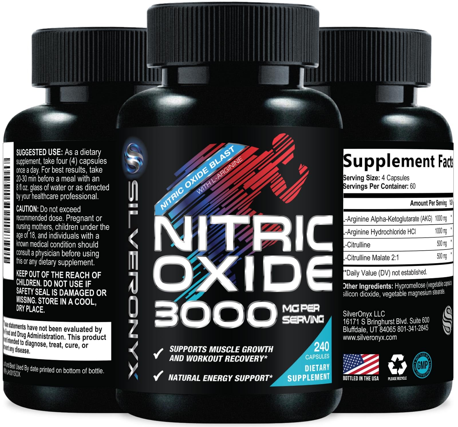 SILVERONYX óxido nítrico: botella con energía sostenida para entrenamientos intensos