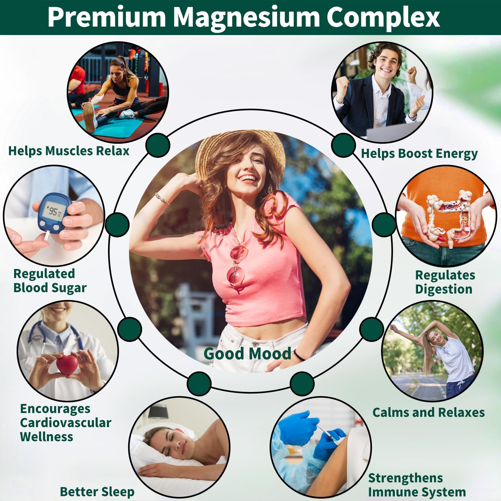 Simlike Magnesio envase cápsulas cerrado para almacenamiento sencillo.