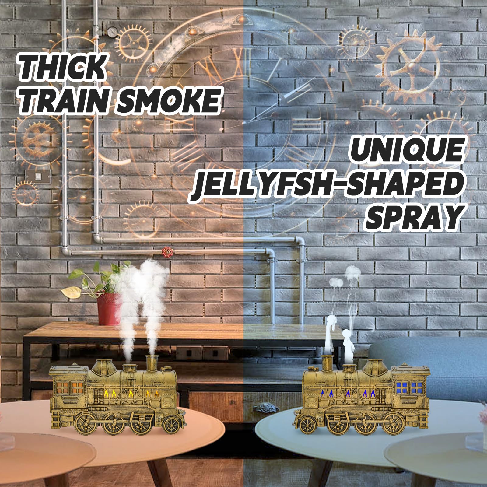 SIMOHOT difusor tren iluminación naranja para noches cálidas.