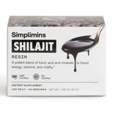 Simplimins Shilajit Resin polvo oscuro, listo para mezclar y revitalizar.