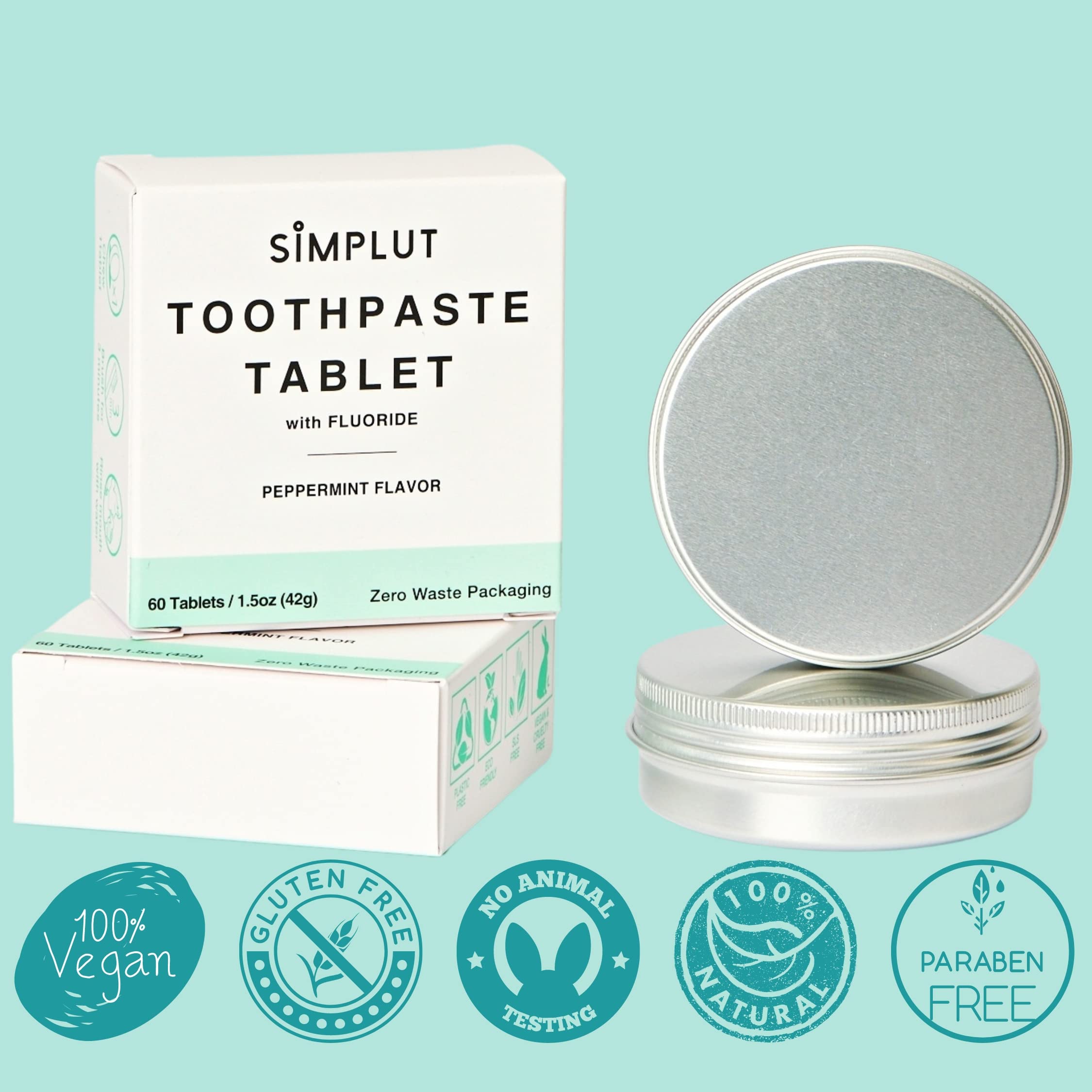 SIMPLUT tabletas dentales en empaque reutilizable para transporte