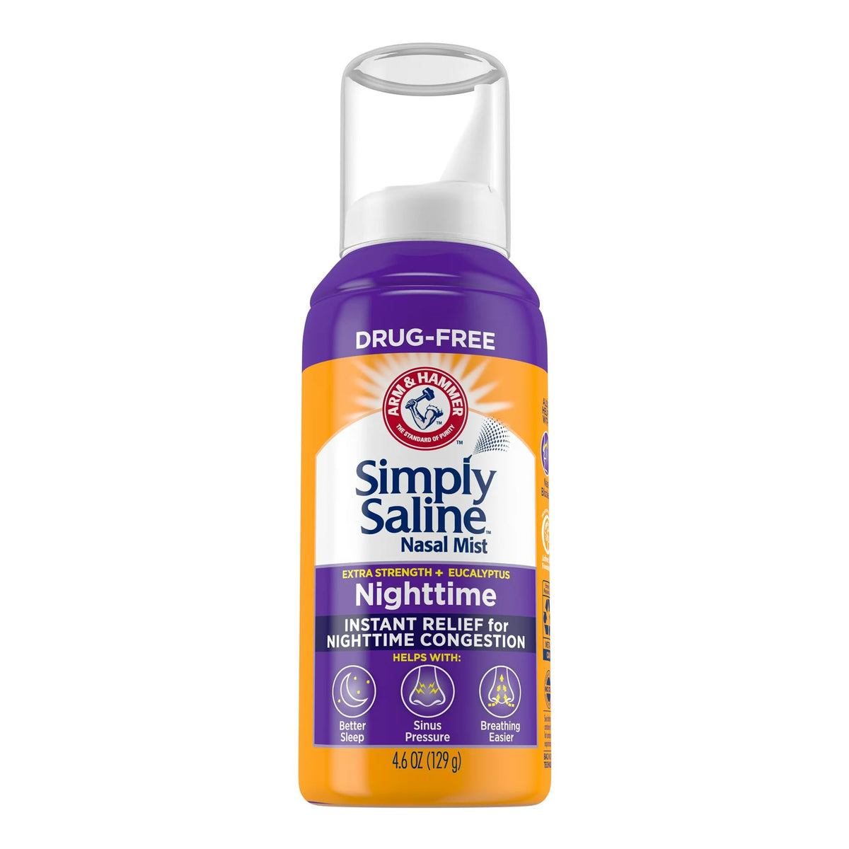Spray nasal Simply Saline Plus con eucalipto para alivio nocturno de la congestión