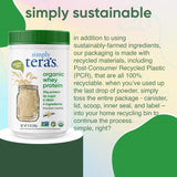 simply tera's, etiqueta del producto mostrando 20 g de proteína por porción y origen orgánico.