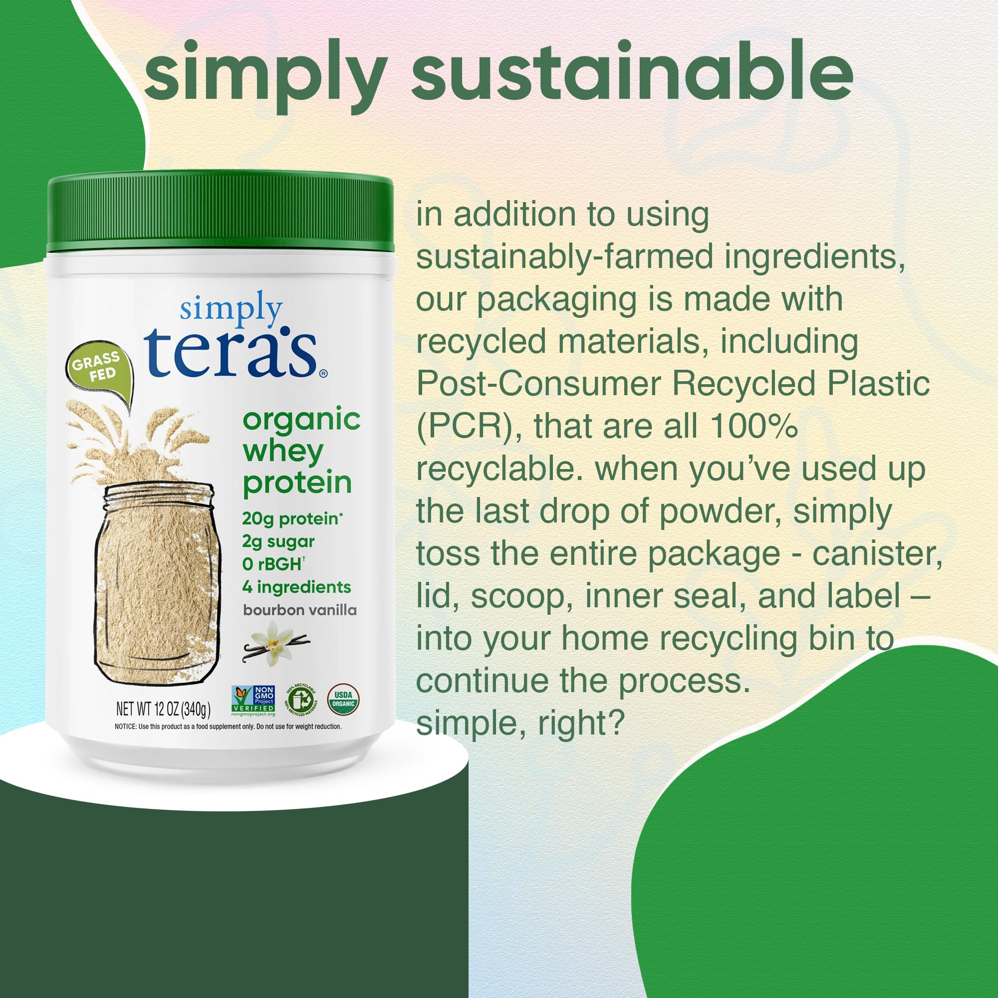 Uso diario de Simply tera's para apoyar músculo y energía en la semana.
