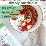 Batido de Simply Tera's proteína orgánica con chocolate y sabor natural.