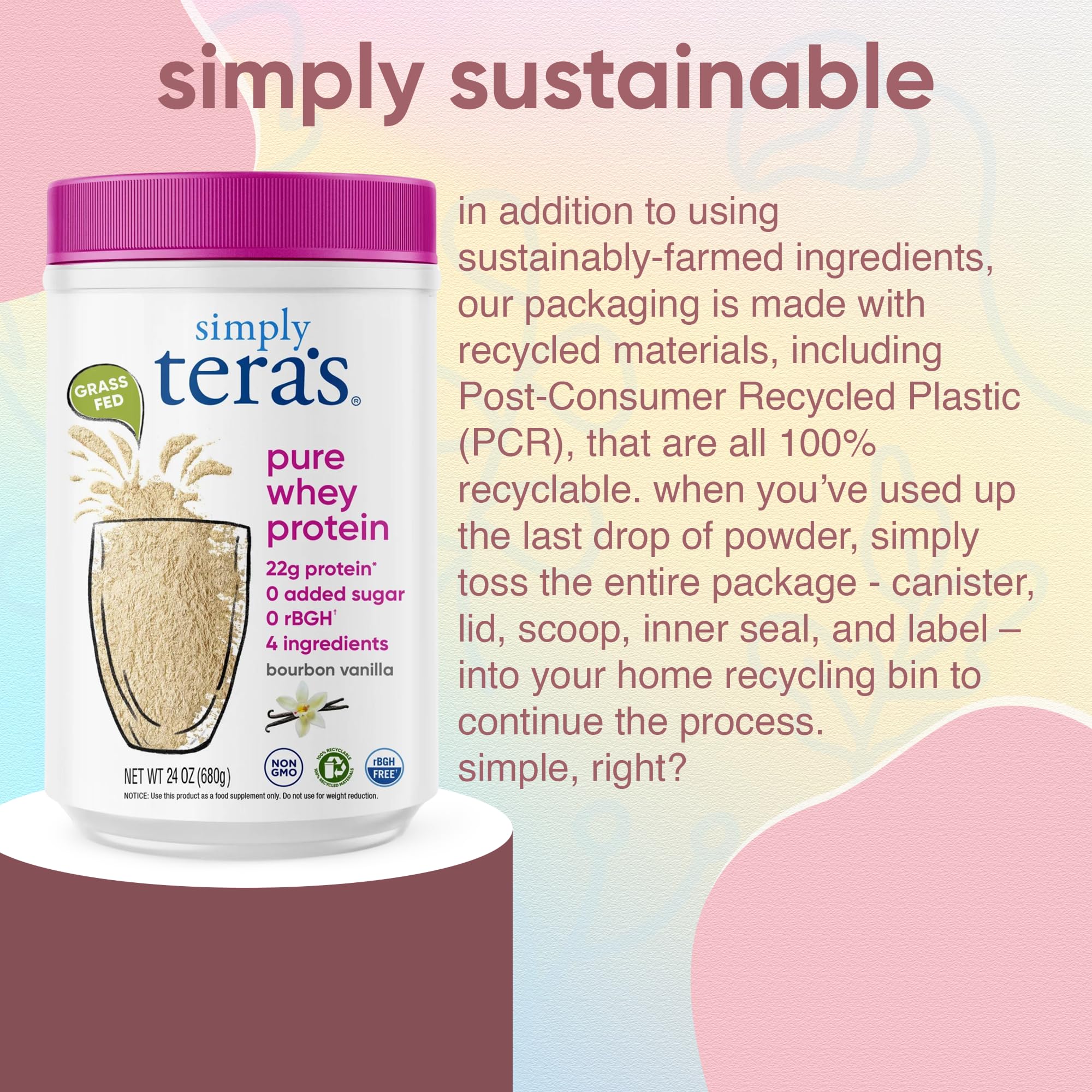 Etiqueta clara de Simply tera's muestra ingredientes simples y transparentes
