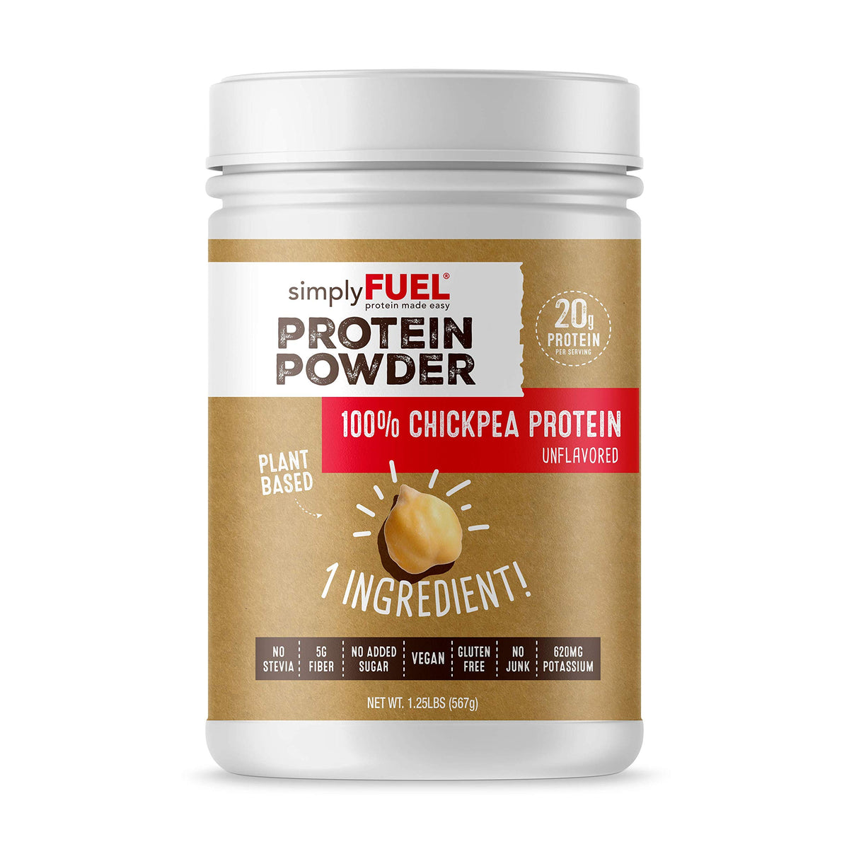 simplyFUEL proteina garbanzos en polvo para batidos proteicos sin azúcares añadidos