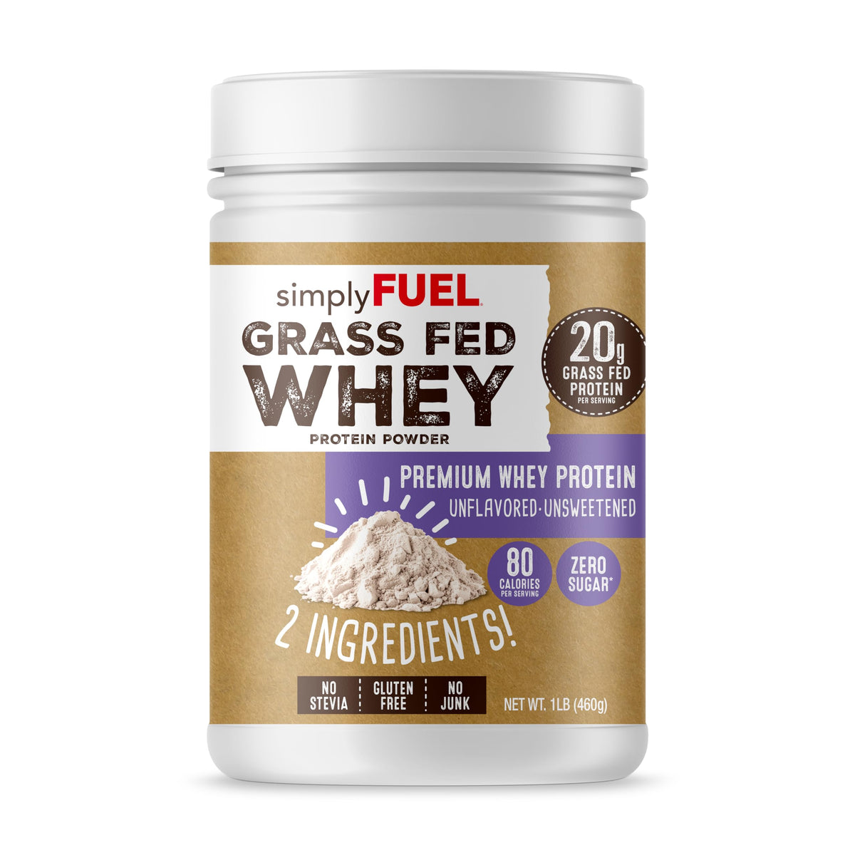 simplyFUEL proteína de suero en envase 1 lb, ideal para la ingesta diaria