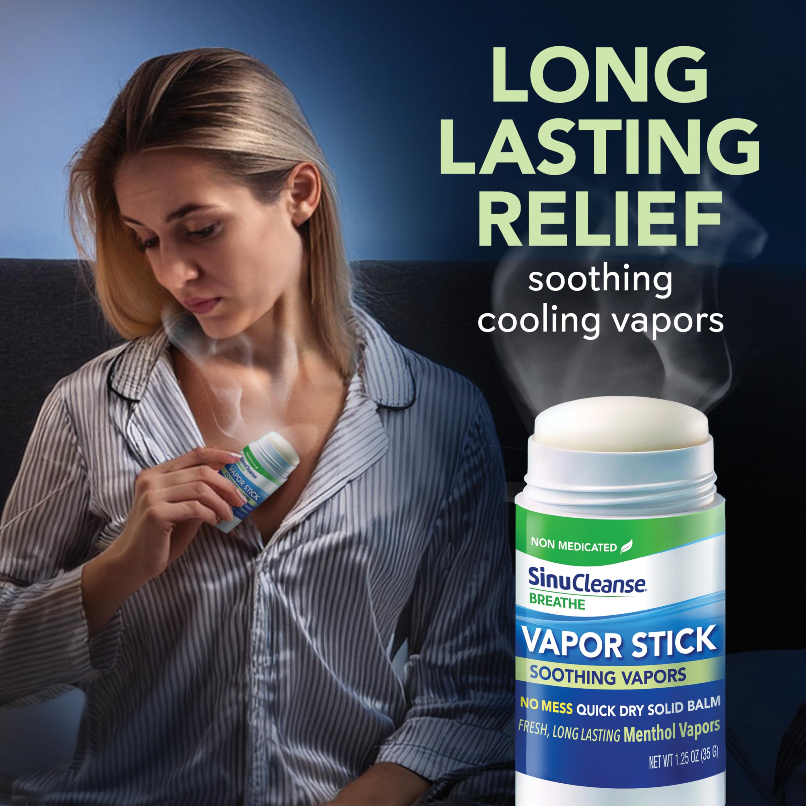 SinuCleanse barra vapor textura transparente que se seca rápido sin dejar manchas.