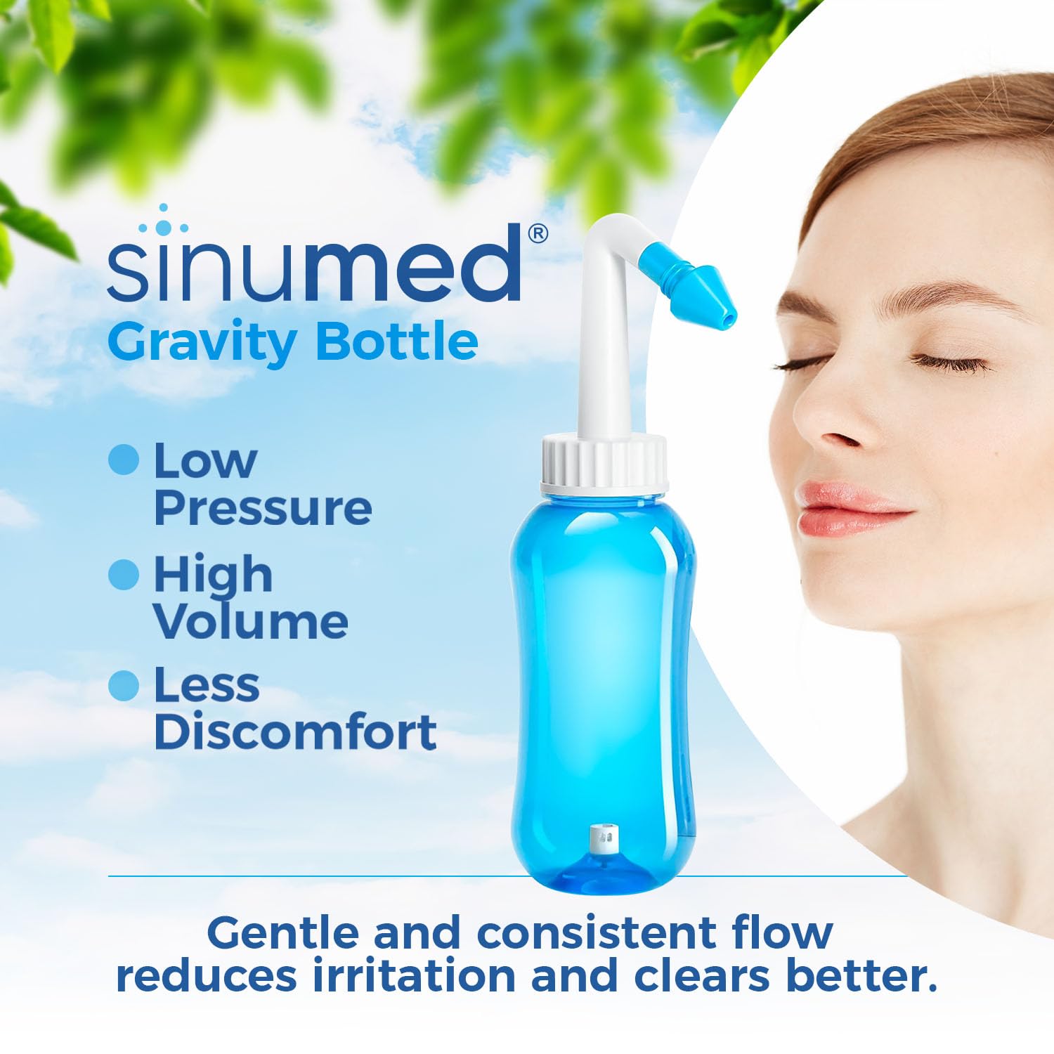 SinuMed Sistema de irrigación nasal: flujo suave para higiene diaria.