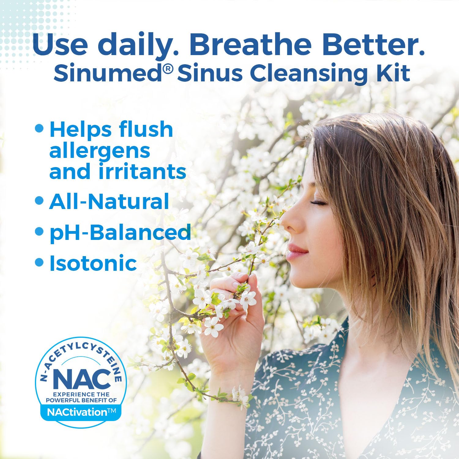 Sobres de solución salina isotónica y pH balanceado.
