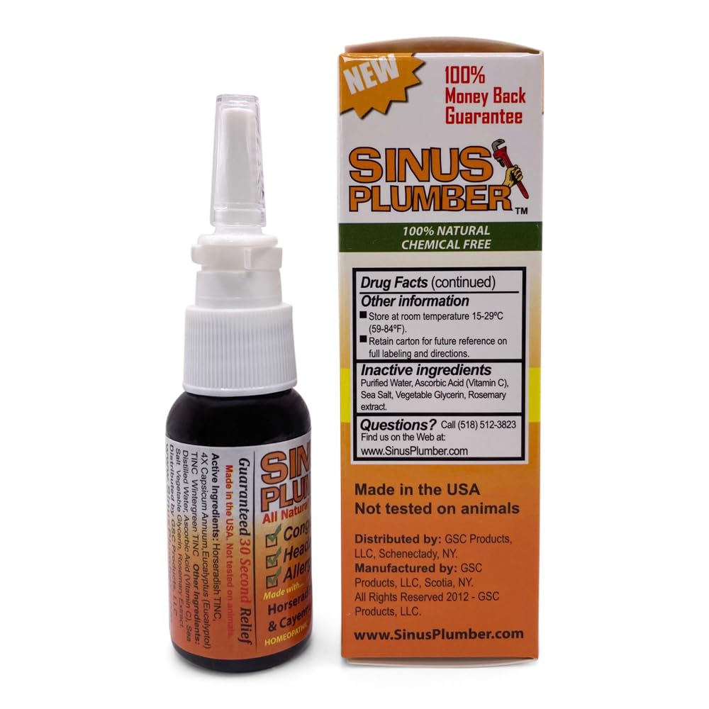 Sinus Plumber, ingredientes naturales con cayena y raíz de rabano picante.