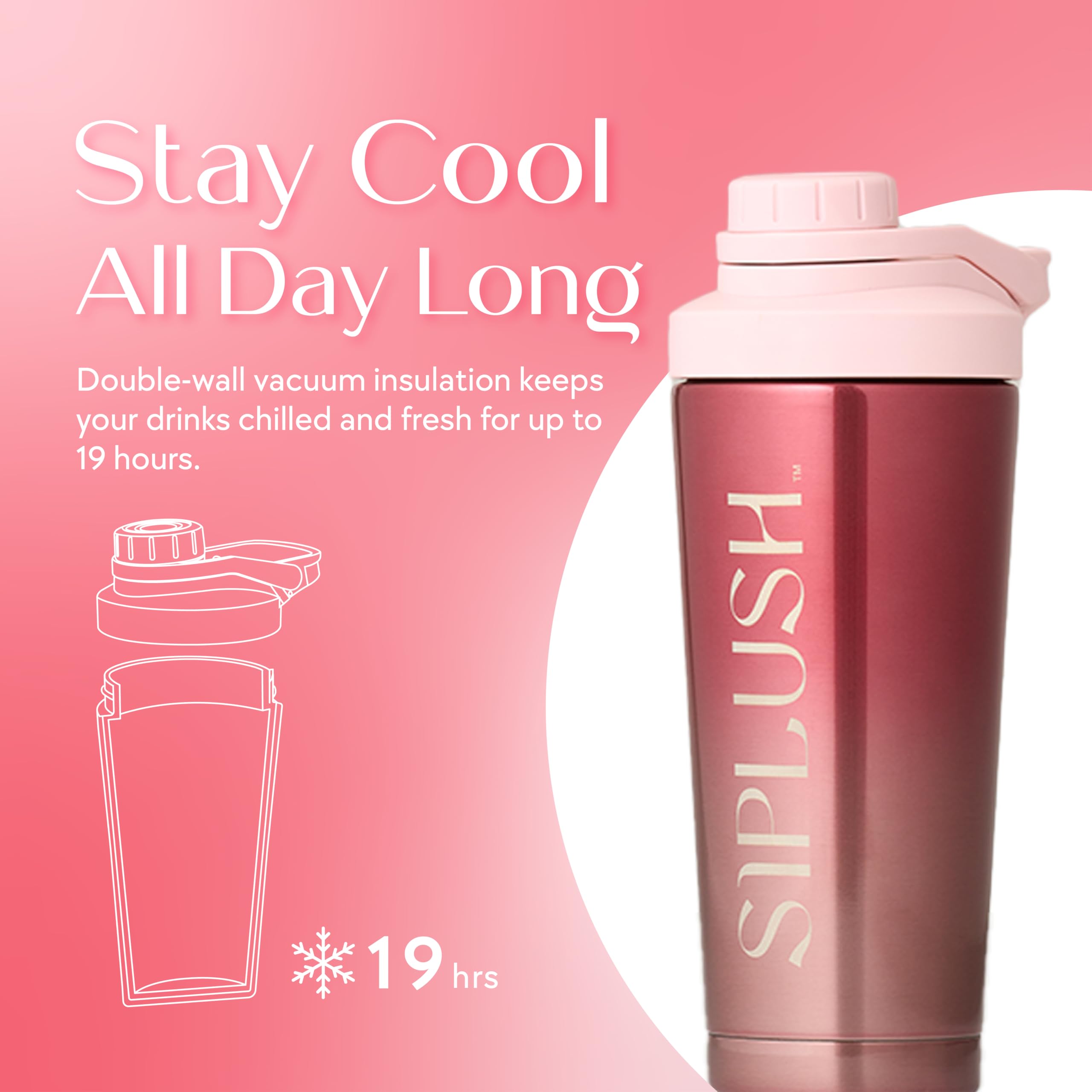 SIPLUSH Paraíso aislamiento doble, mantiene bebidas frías más tiempo.