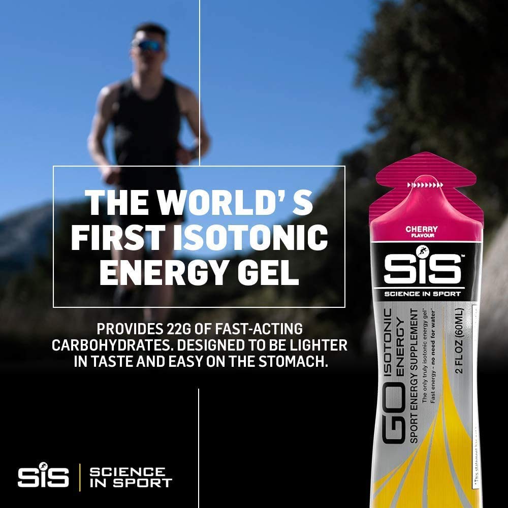 SIS Gel Energía cereza, ideal para carreras largas, aporta carbohidratos veloces.