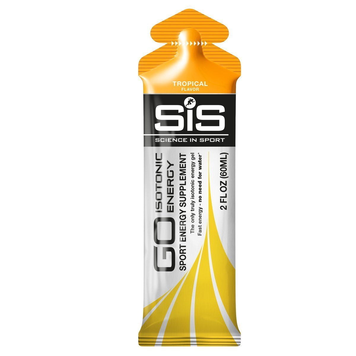 SIS Gel Go aroma tropical, sabor agradable para energía.