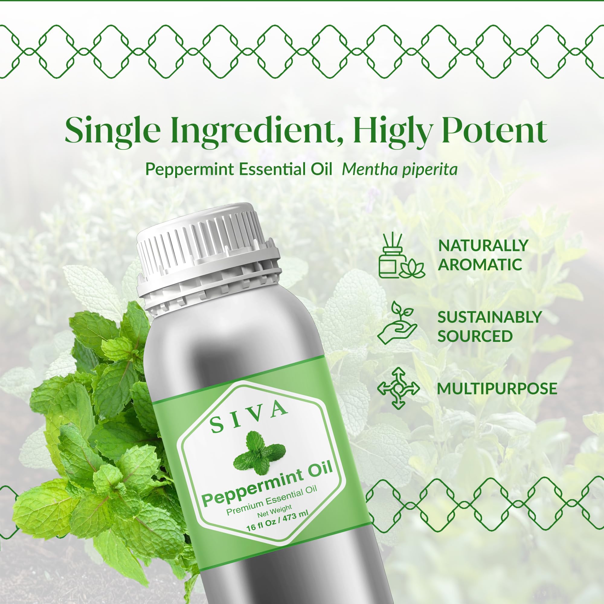 SIVA ORGANICS aceite de menta para piel, se usa diluido con aceite portador.