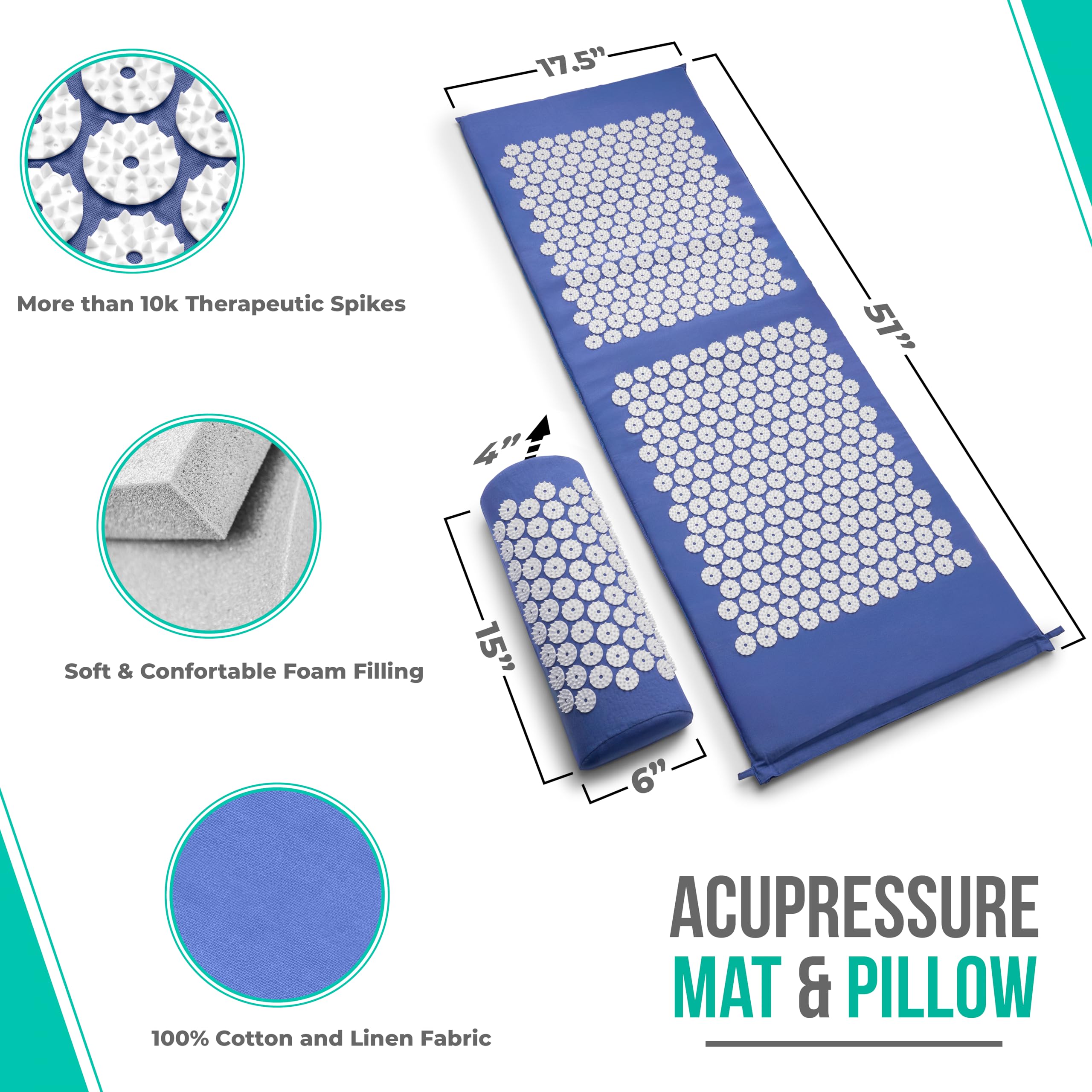 Almohada de acupresión Sivan para cuello y espalda, soporte focalizado.