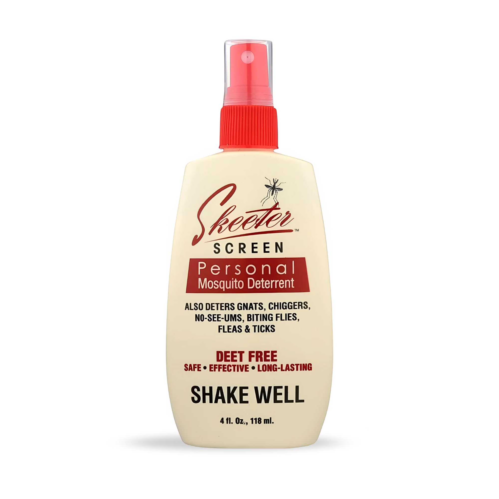 Skeeter Screen con cedro y menta en la botella, aroma natural para exteriores.