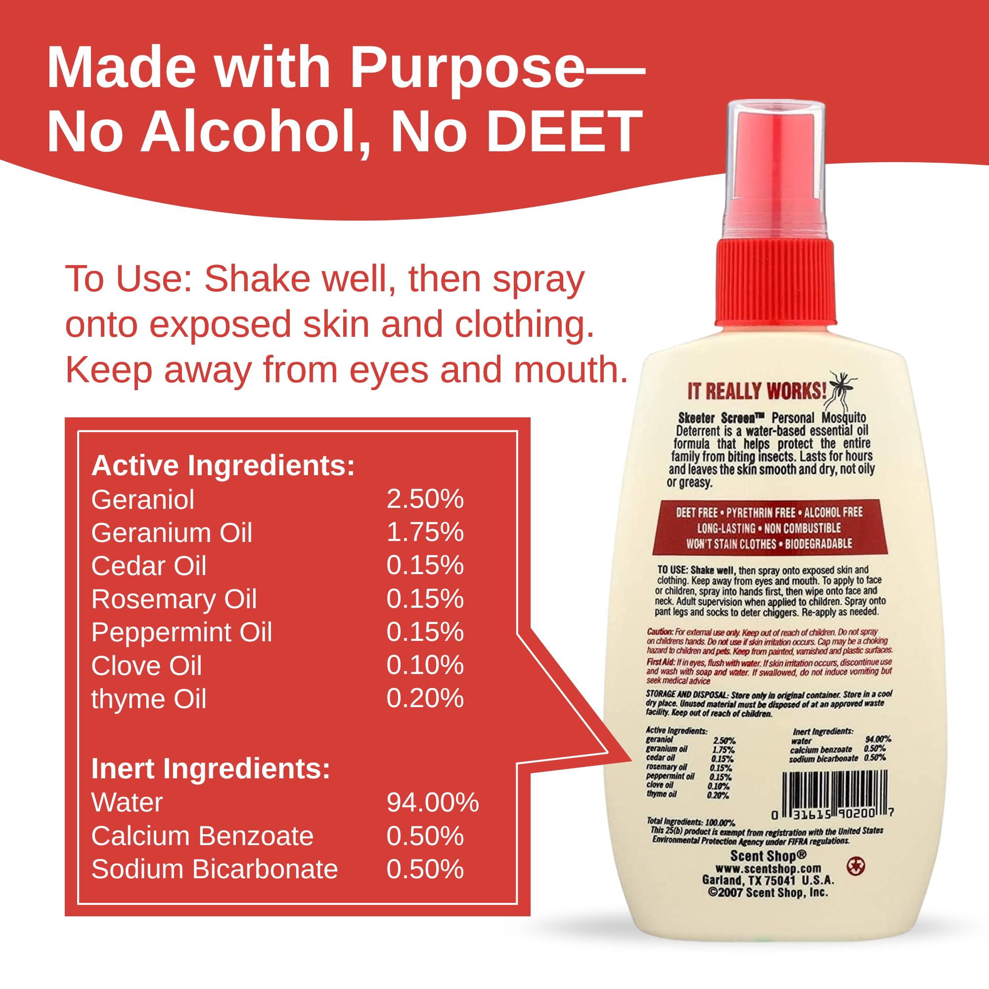 Skeeter Screen: tamaño compacto de 4 oz, perfecto para caminatas.