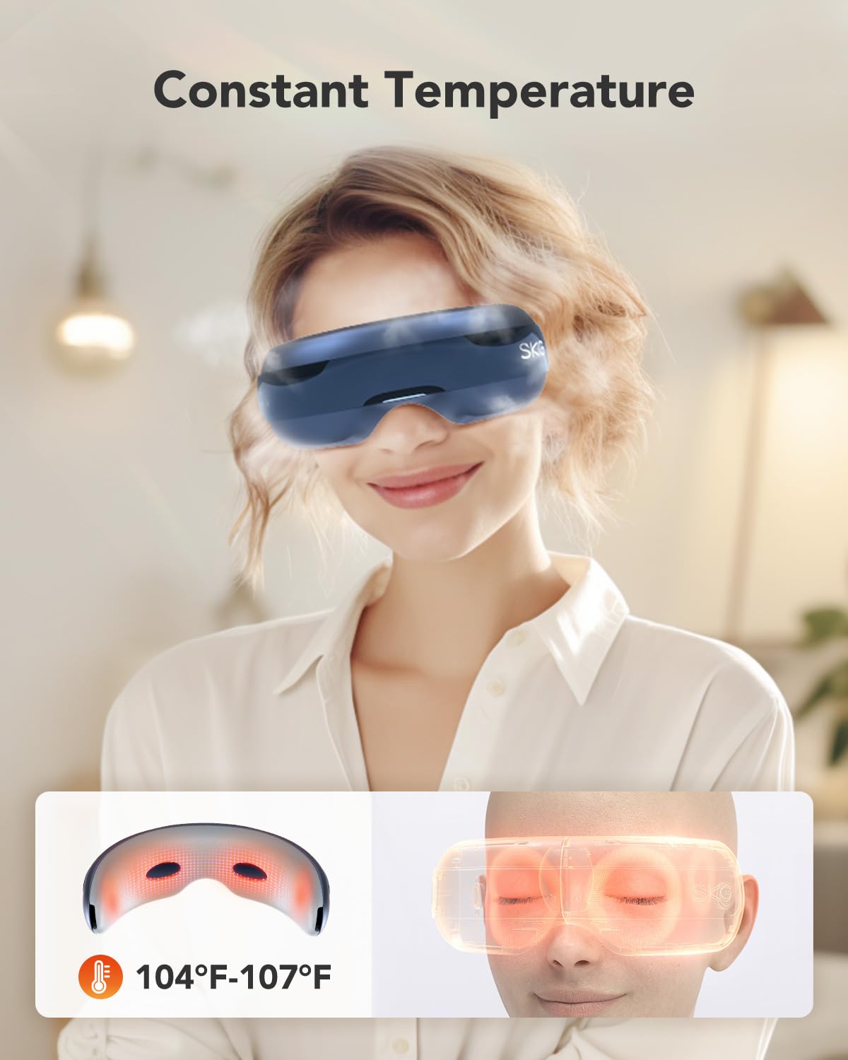 Masaje ocular con música mediante conectividad inalámbrica para inmersión.