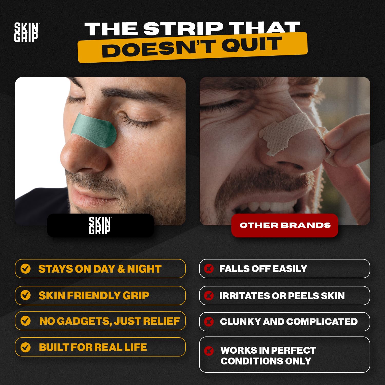 Skin Grip tiras nasales: adherencia segura durante ejercicio