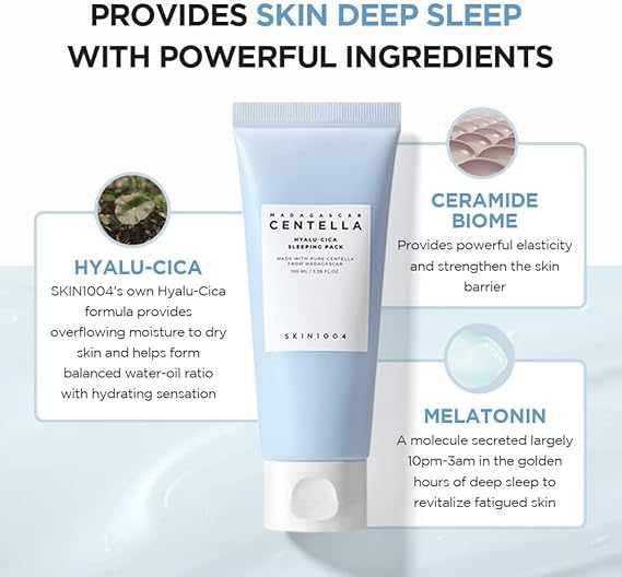 SKIN1004 Madagascar Centella Hyalu-Cica Mascarilla nocturna sin enjuague para rutina fácil