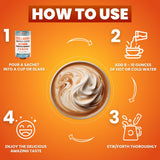 Skinny Coffee SuperBoost etiqueta de envase, destacando pureza y certificaciones de calidad.