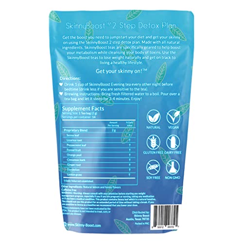 SkinnyBoost té bolsita limón, sabor cítrico para relajación vespertina.