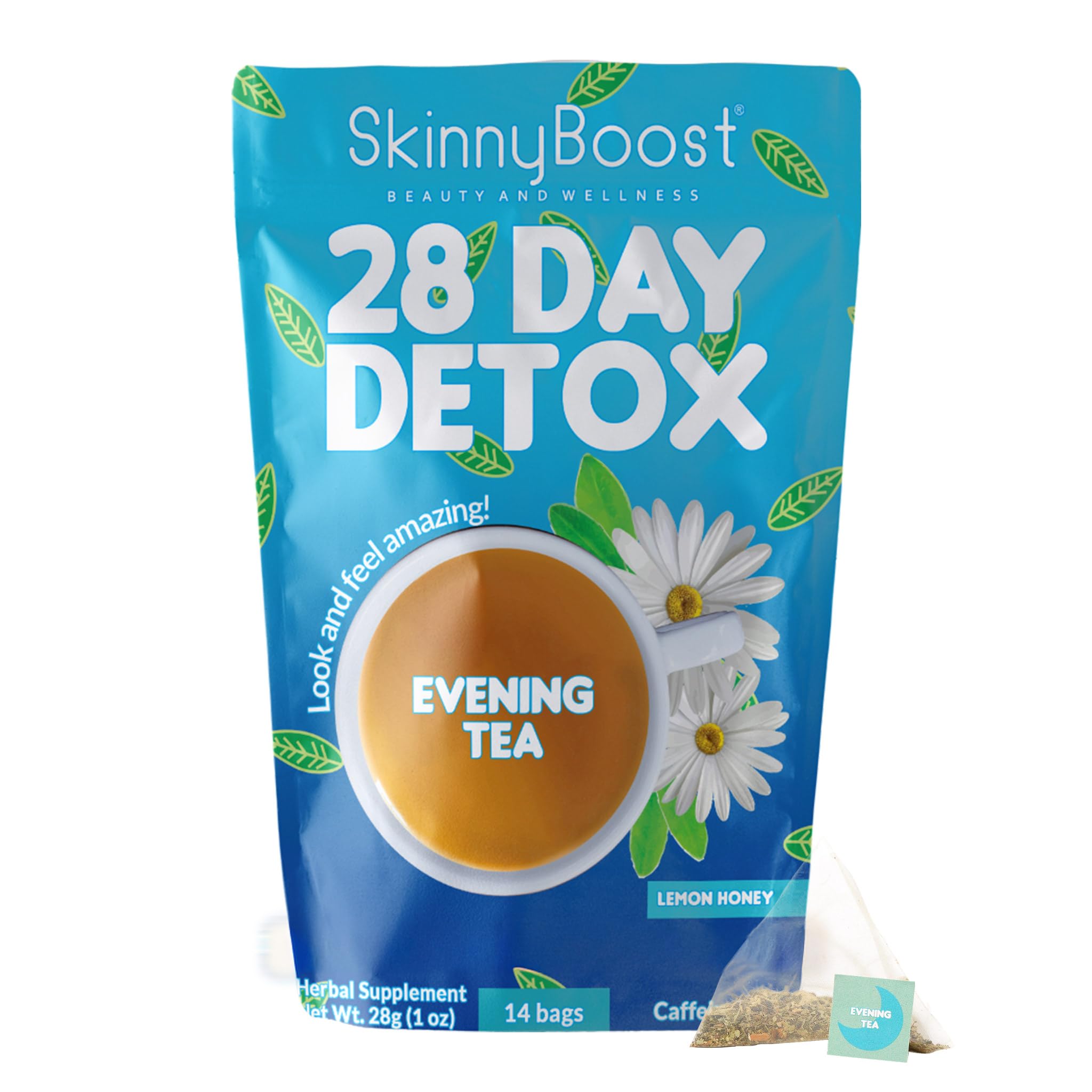 SkinnyBoost té empaque limón para desintoxicación suave.