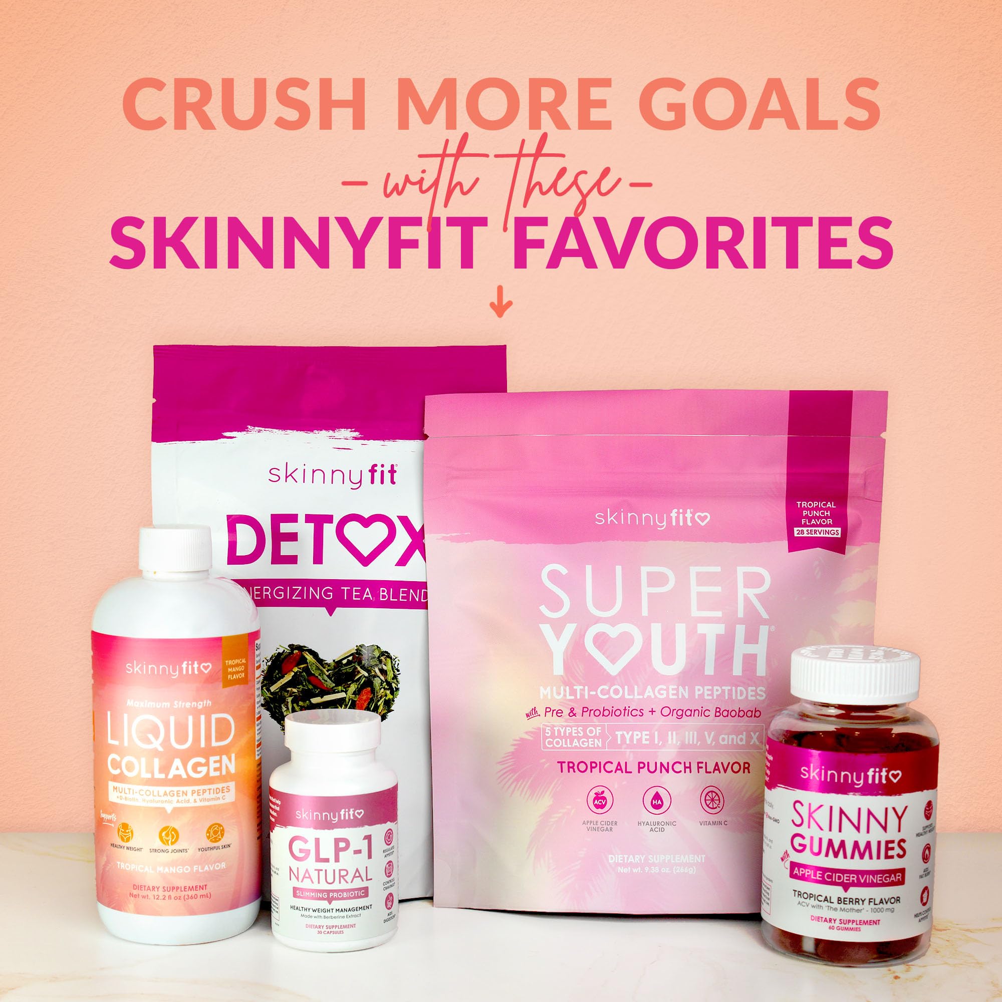 SkinnyFit Super Youth Colágeno envase listo para almacenar de forma práctica.