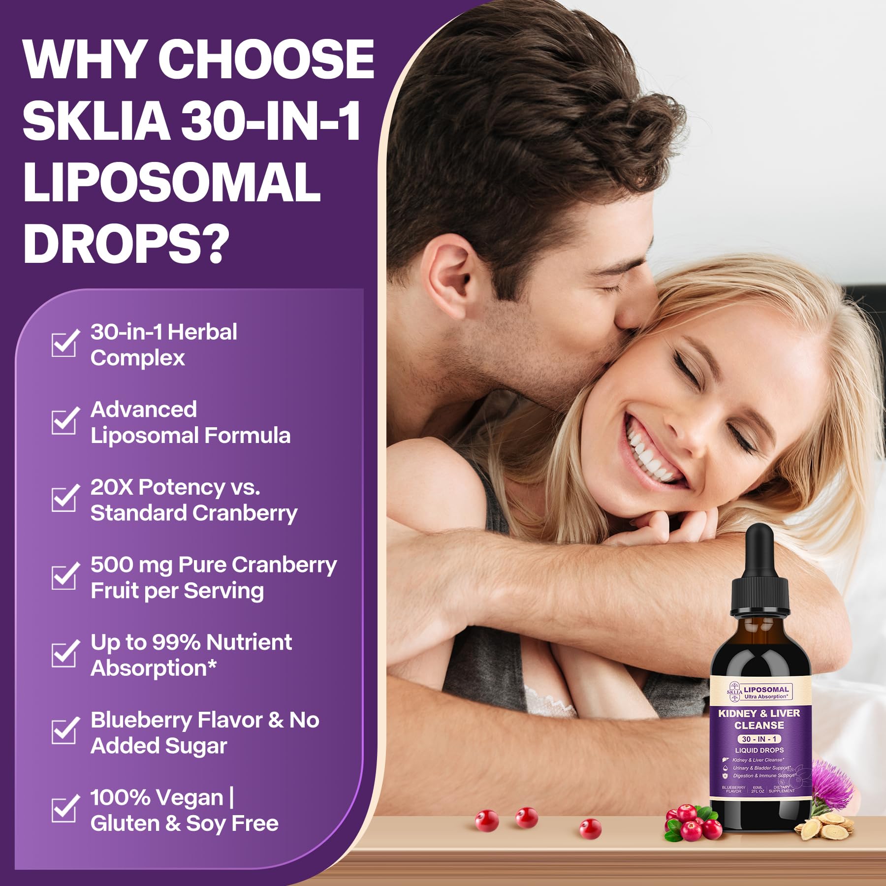 SKLIA 30-en-1 drops envase vegano: formato limpio, libre de alcohol