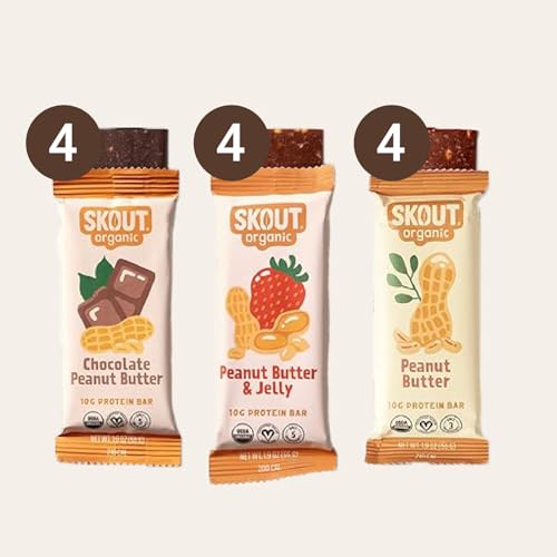 Skout barras sin gluten, sin lácteos ni soja para dietas específicas.