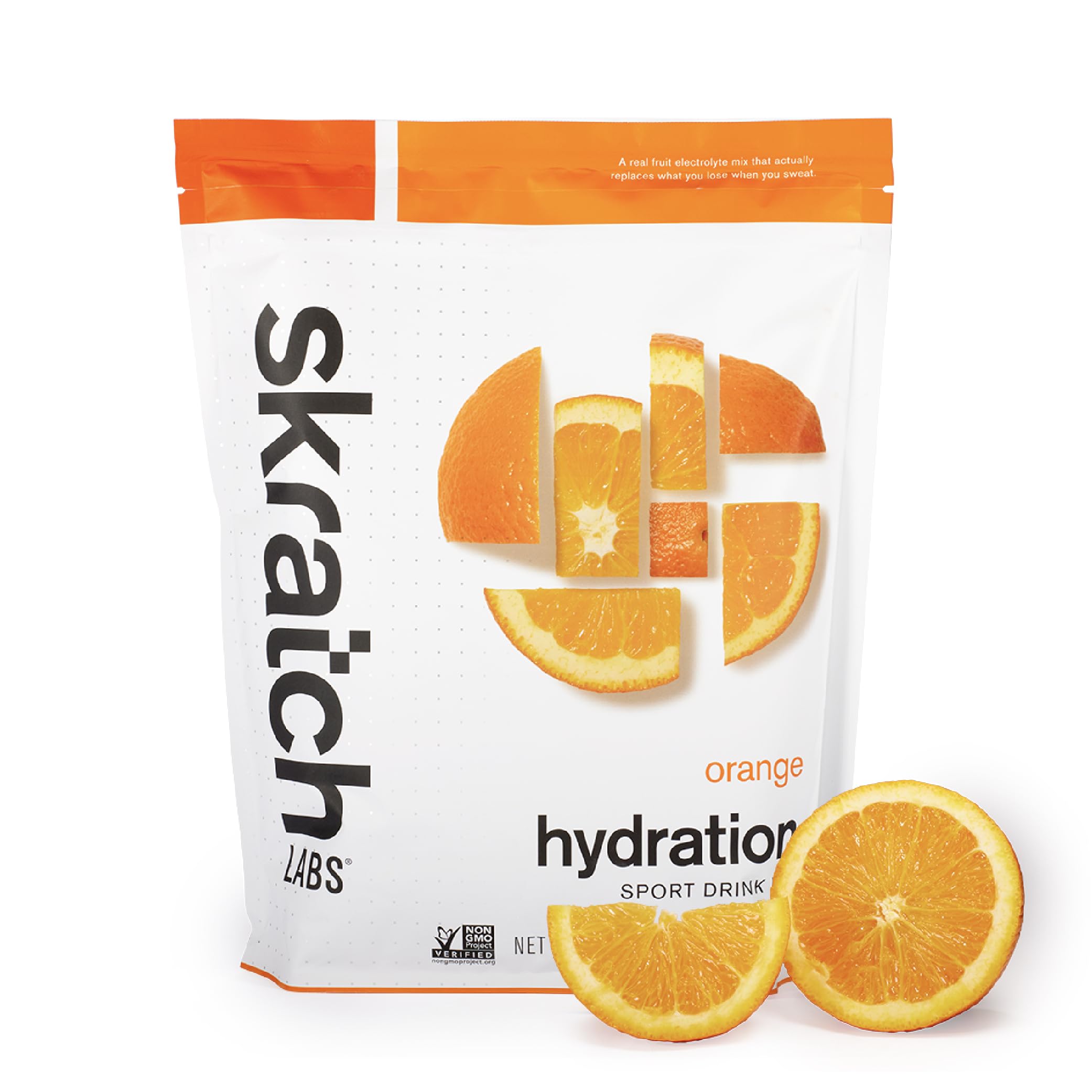 Skratch Labs Hidratación polvo naranja, mezcla para hidratación rápida durante entrenamientos.