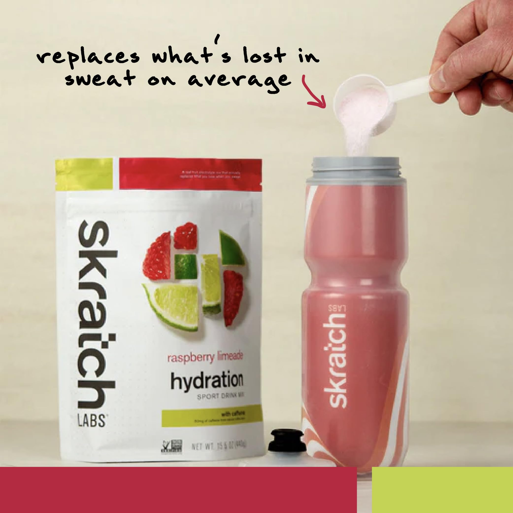 Skratch Labs etiqueta que destaca opciones veganas y sin OGM.