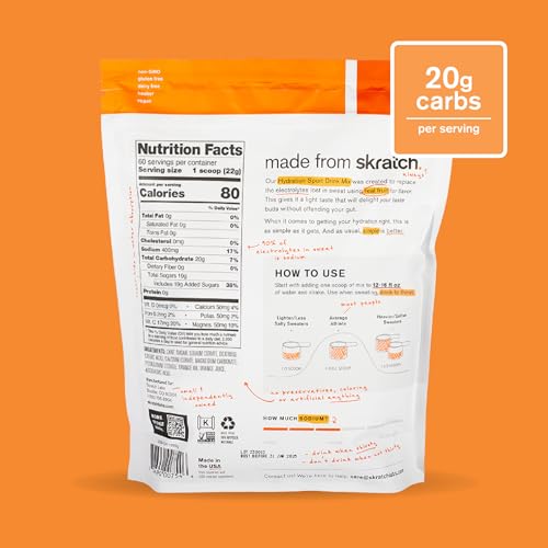 Skratch Labs mezcla agua naranja, solución cítrica para entrenamiento intenso.