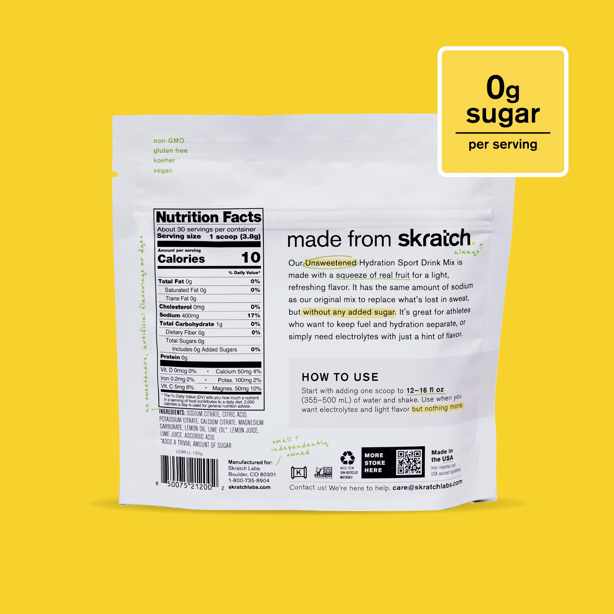 Skratch Labs porción de 30 servicios en bolsa pequeña para llevar