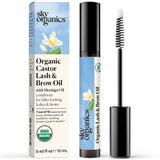 Serum Sky Organics para pestañas y cejas en botella, aspecto más lleno