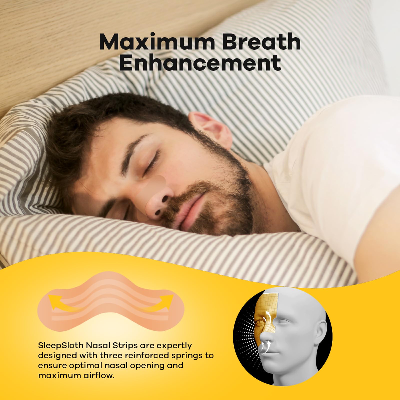 SleepSloth Nasal Strips apertura nasal mejorada para respirar con mayor fluidez.