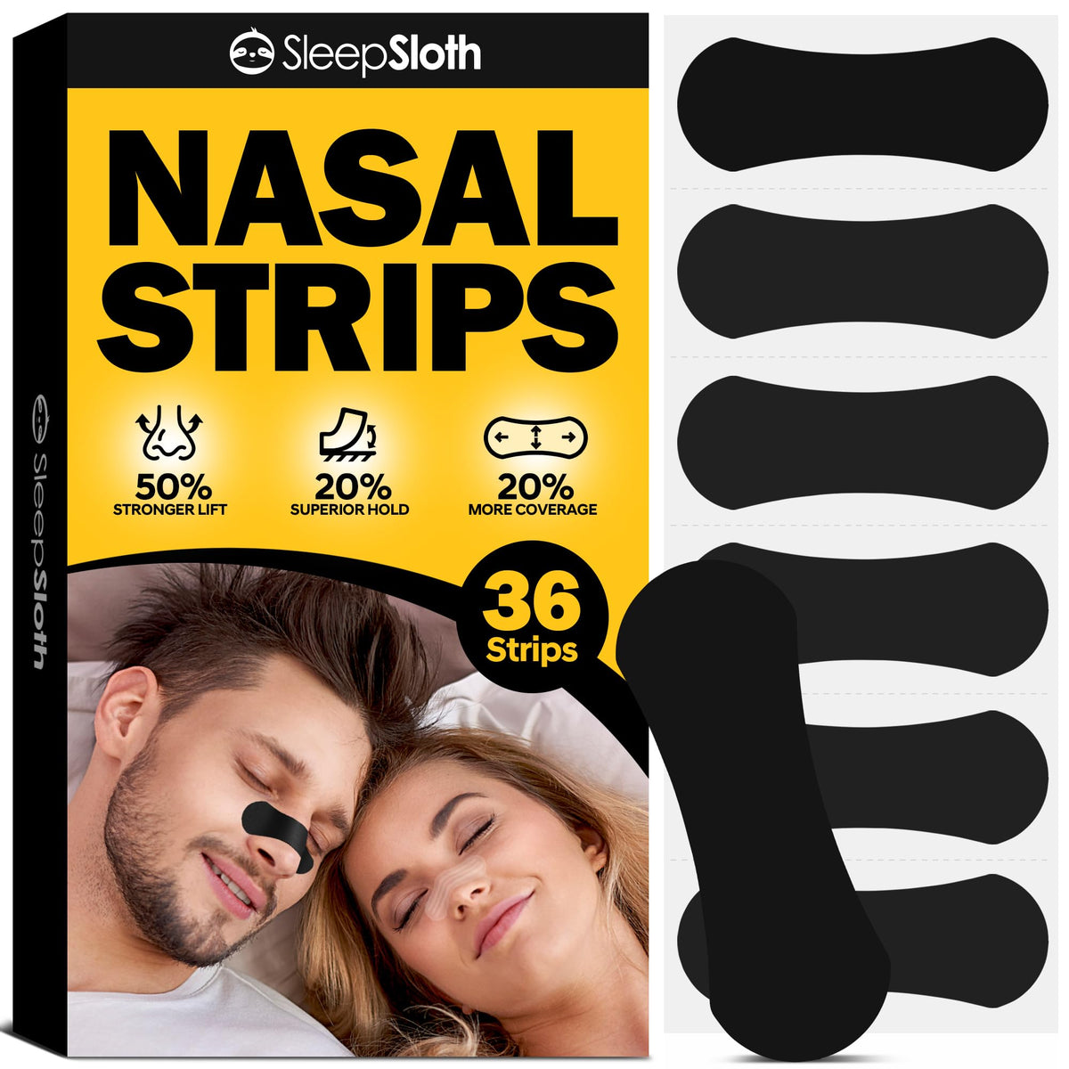 SleepSloth tiras nasales para ronquido, respiración nocturna más suave.