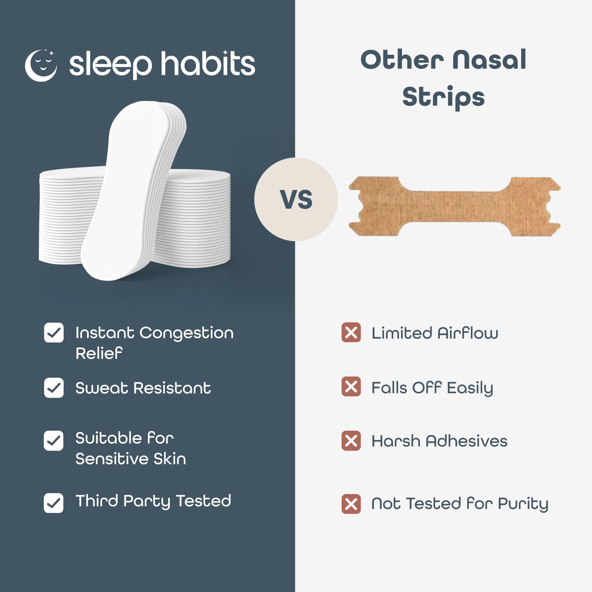 SleepHabits empaque con tiras nasales listo para comprar