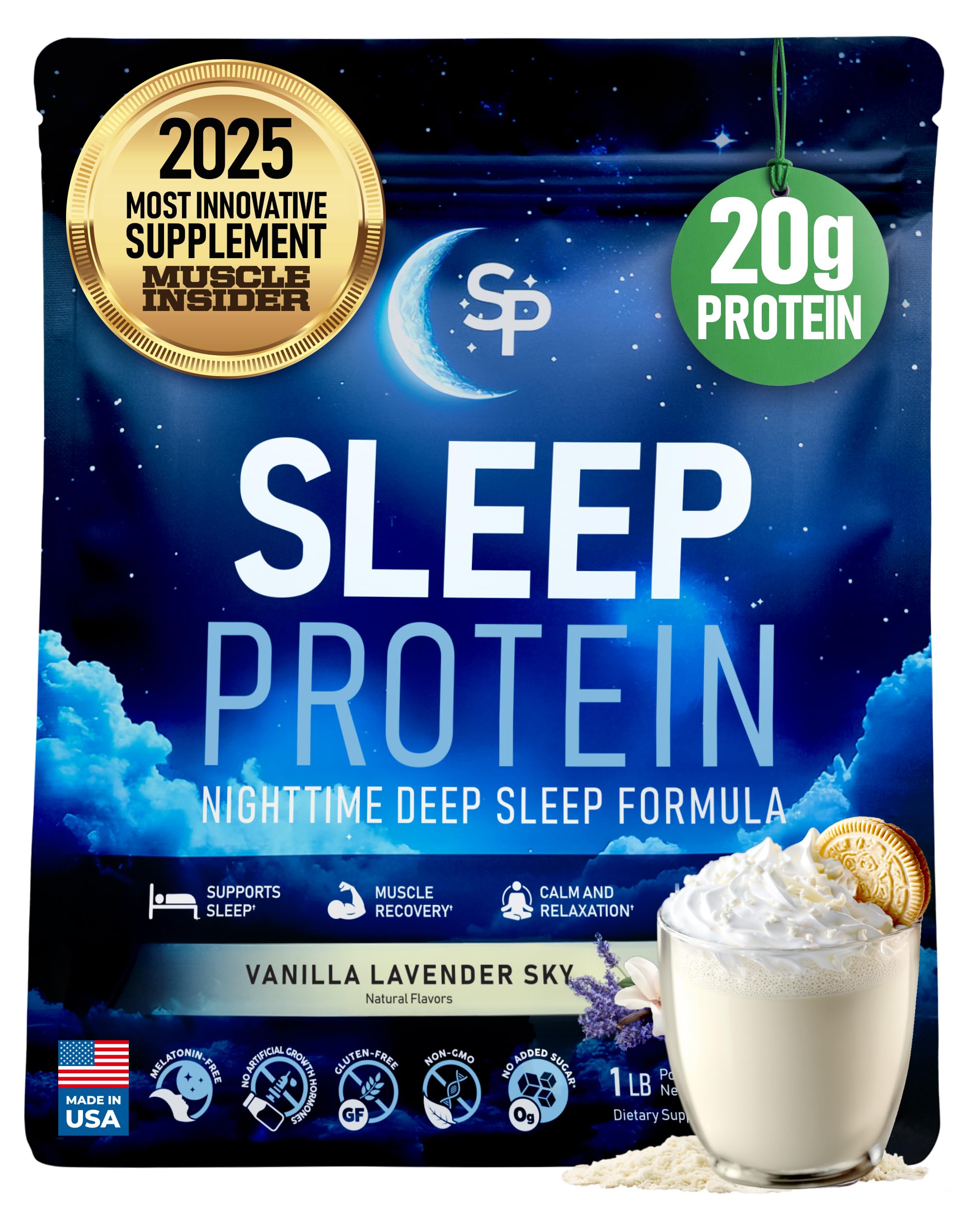 SleepProtein: el bote visible para recuperación muscular nocturna.