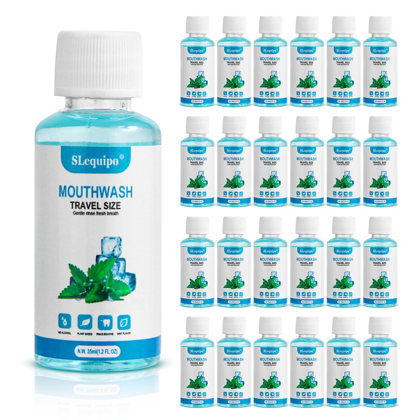 SLequipo enjuague bucal viaje 35ml, pack de 50, frescura para viajar