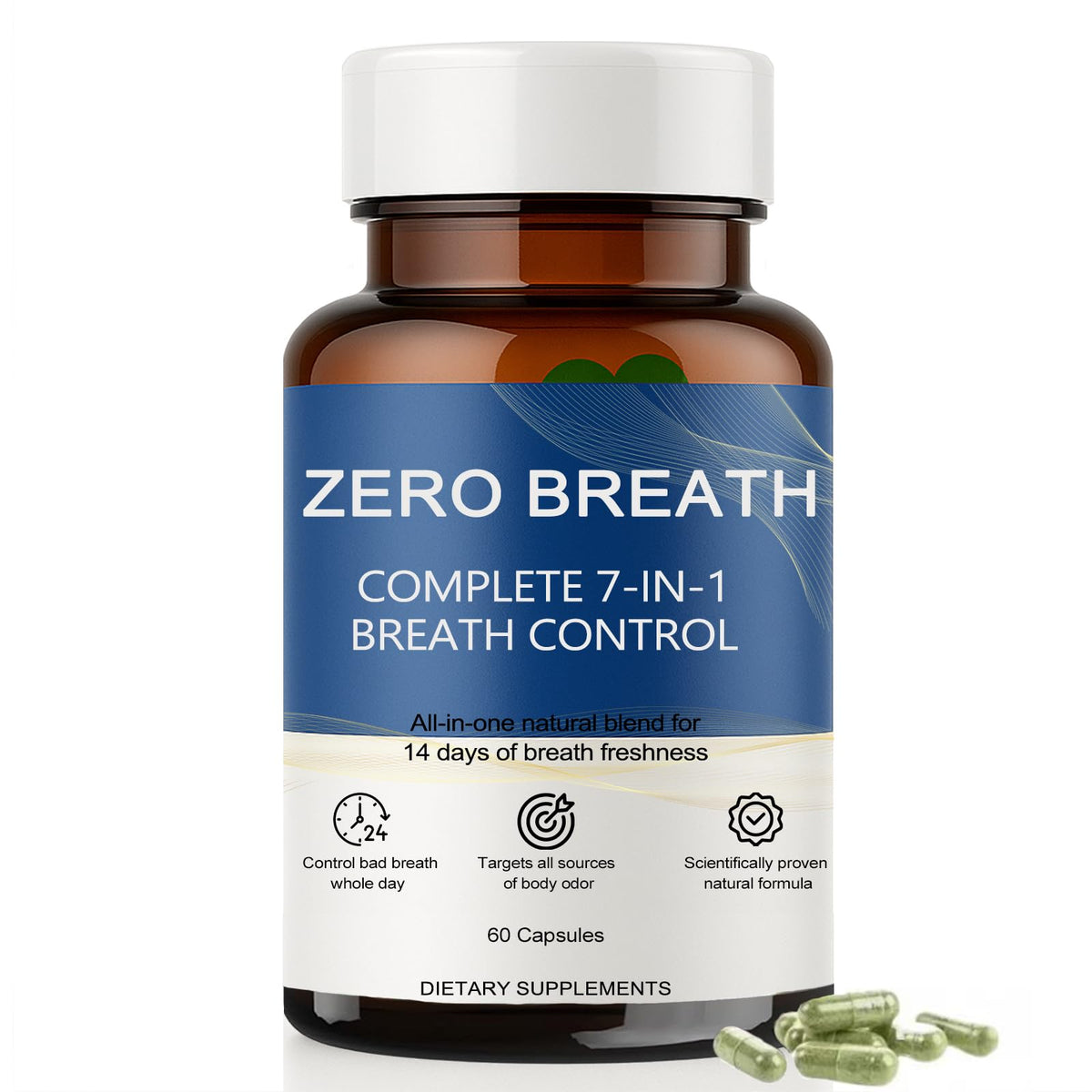 Slifthistle Zero Breath cápsulas dentro de una botella para frescura duradera.