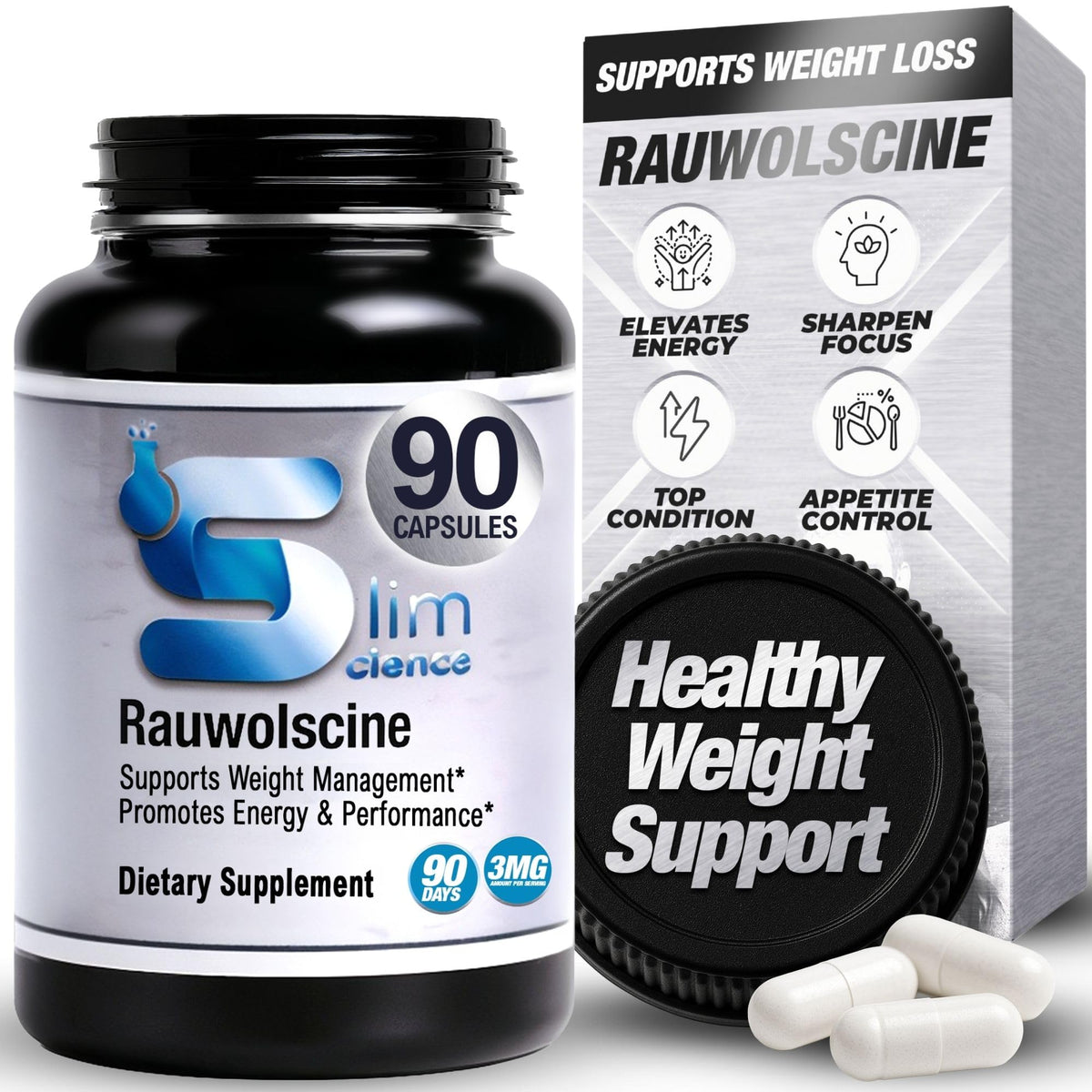 Slim Science Rauwolscine Yohimbine HCL: cápsula de 3 mg para energía sostenida