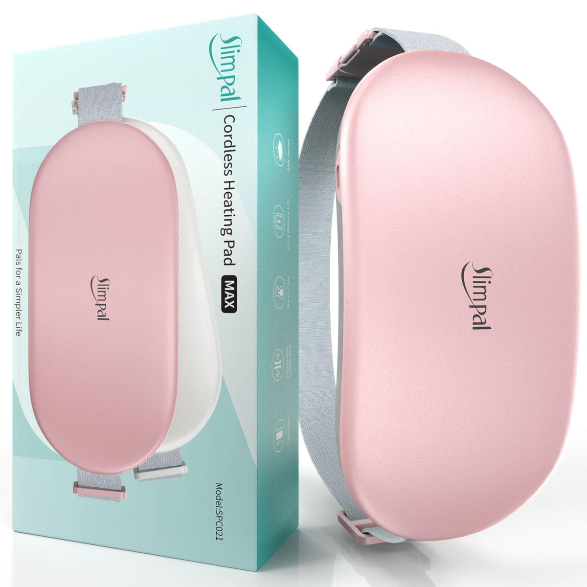 Slimpal cinturon termico portatil rosa claro para uso diario.