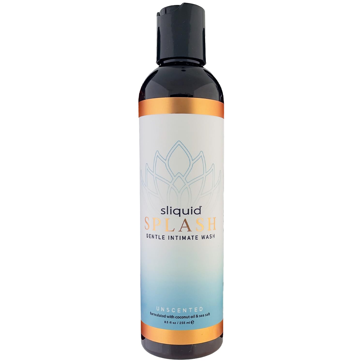 Sliquid Splash, botella frontal, higiene íntima suave para uso diario.