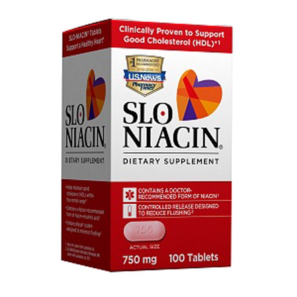 Slo-Niacin polygel: tabletas de 750 mg con liberación progresiva para evitar rubor y picor